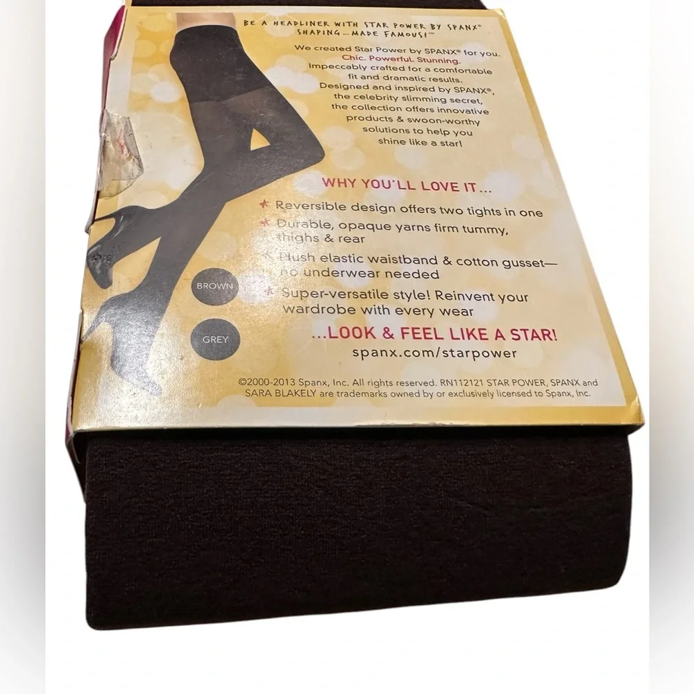 Star Power Spanx Womens Size A Center Stage Reversible Shaping Tights Black Java